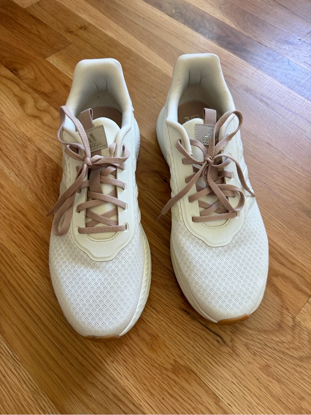 adidas Women’s Cloudfoam Cream Sneakers with Tan Laces